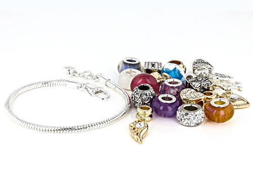 Off Park® Collection, Crystal, Silver & Gold Tone Set of 20 Boxed Charms With Bracelet