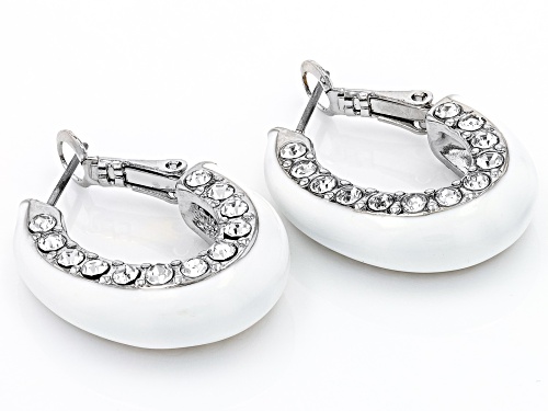 Off Park® Collection, Crystal & Multi-Color Enamel Silver Tone Set of 5 Hoop Earrings