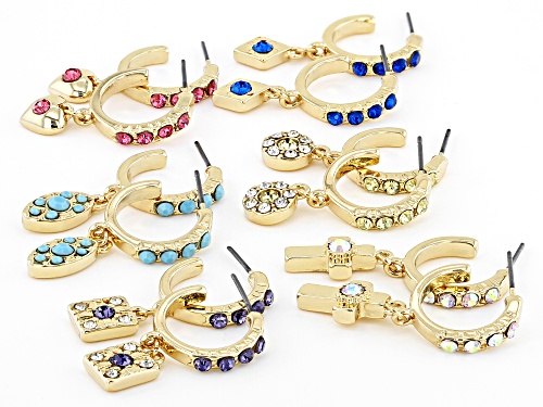 Off Park® Collection, Multi-Color Crystal Gold Tone Set of 6 Earrings