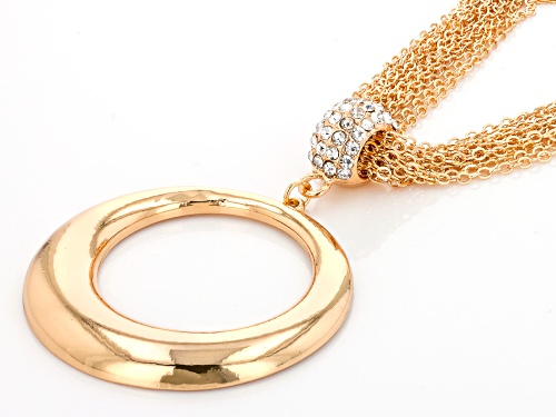 Off Park® Collection, White Crystal, Gold Tone Multi-Strand Open Design Necklace