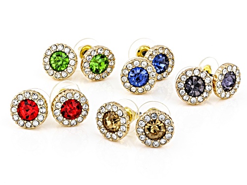 Off Park® Collection, Multi-Color Crystal Halo Earring Stud Set of 5