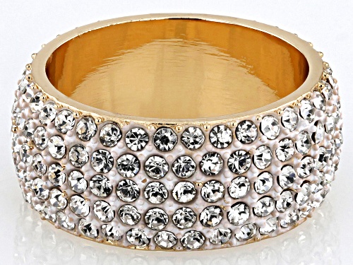 Off Park® Collection,White Crystal Gold Tone Band Ring - Size 9