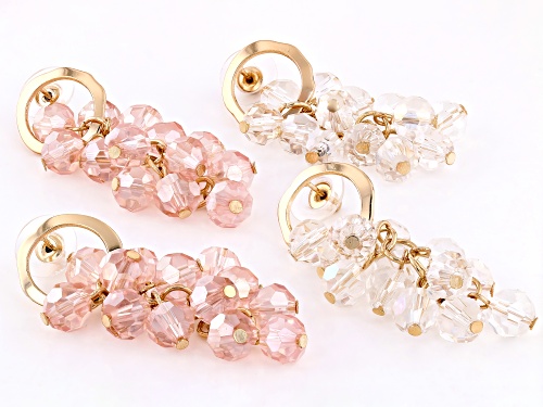 Off Park® Collection, White & Pink Beaded Gold Tone Set of 2 Earrings