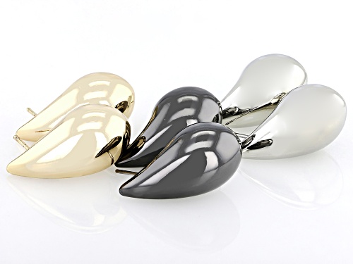 Off Park® Collection, Gold Tone, Silver Tone, Hematine Tone Set of 3 Earrings