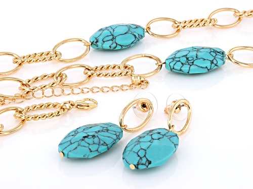Off Park® Collection, Turquoise Color & Multi-Color Acrylic Gold Tone 6 Piece Necklace & Earring Set