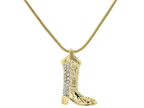 Off Park® Collection, White Crystal Gold Tone Cowboy Boot Necklace & Earring Set