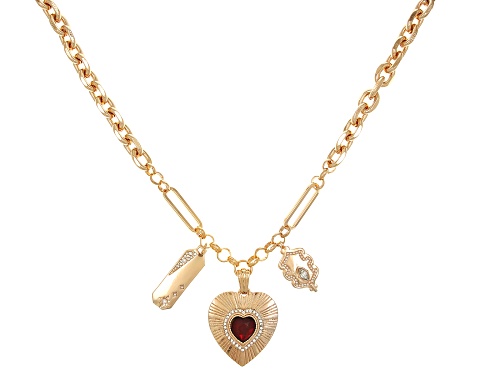 Off Park® Collection, Multi-Color Crystal & Pearl Simulant Gold Tone Heart Necklace