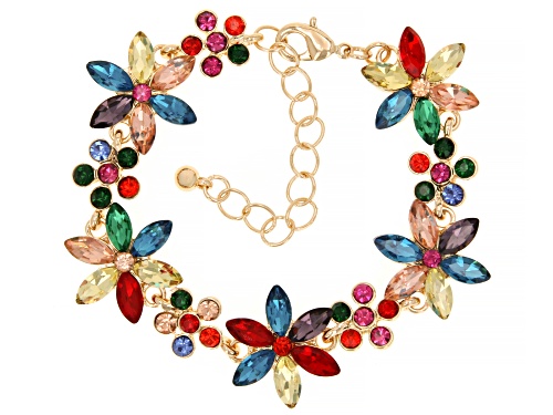 Off Park® Collection, Multi-Color Crystal Gold Tone Floral Bracelet & Earring Set