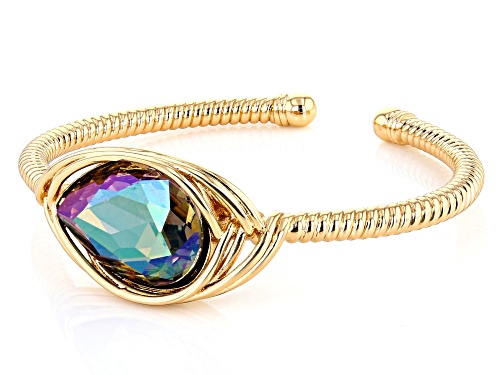 Off Park® Collection Green Crystal Gold Tone Cuff Bracelet - Size 7