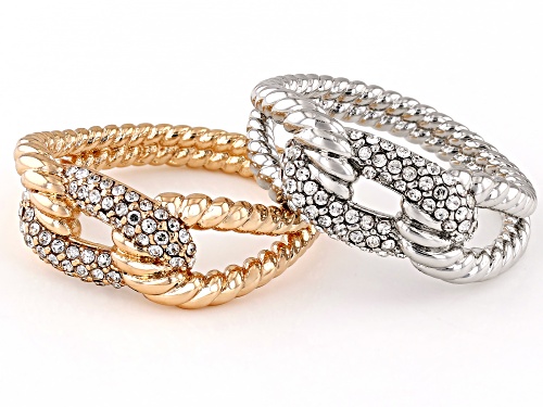 Off Park® Collection White Crystal, Gold & Silver Tone Set of 2 Rings - Size 7