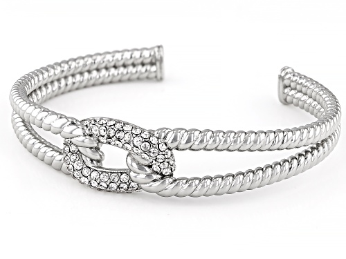 Off Park® Collection White Crystal Silver Tone Bangle Bracelet - Size 7