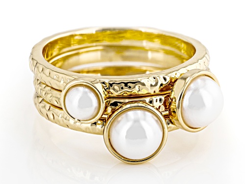 Off Park® Collection Pearl Simulant Gold Tone Set of 3 Rings - Size 10