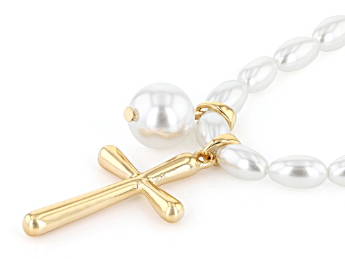 Off Park® Collection Pearl Simulant Gold Tone Cross Necklace