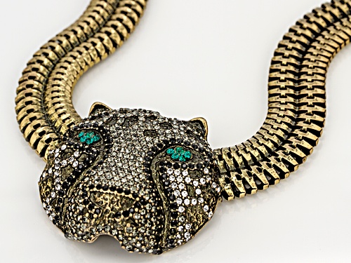 Off Park ® Collection Multicolor Swarovski Elements ™ Antiqued Gold Tone Cheetah Necklace