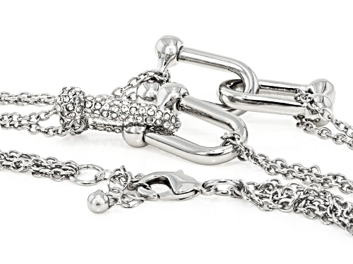 Off Park® Collection, White Crystal Silver Tone Multi-Row Stirrup Link Necklace
