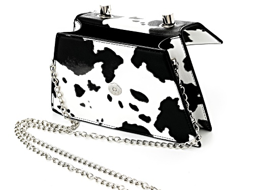 Off Park® Collection, Imitation Leather Silver Tone Cow Print Clutch