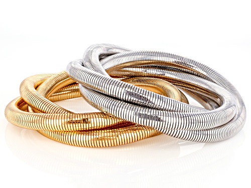 Off Park® Collection, Gold & Silver Tone Tubogas Style Stretch Bracelet Set of 2