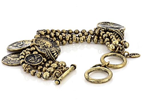 Off Park ® Collection Multi Chain Antiqued Gold Tone Coin Bracelet