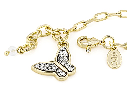 Off Park® Collection, Crystal Butterfly Charm Gold Tone Paperclip Anklet - Size 8.5