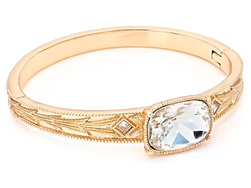 Off Park® Collection, Vintage Mine Cut Cushion Crystal Gold Tone Bangle Bracelet