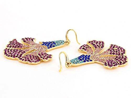 Off Park ® Collection Multicolor Crystal Gold Tone Floral Dangle Earrings