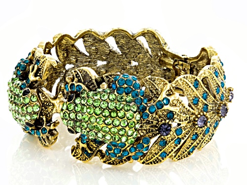 Off Park ® Collection Multicolor Crystal Antiqued Gold Tone Frog Cuff Bracelet