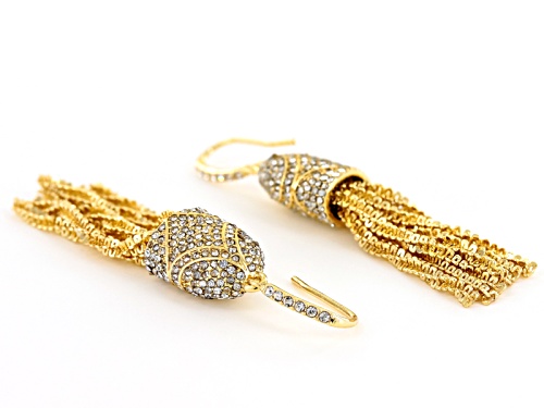 Off Park ® Collection White Crystal Gold Tone Tassel Earrings