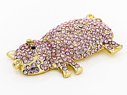 Off Park ® Collection Pink And Black Crystal Gold Tone Pig Brooch