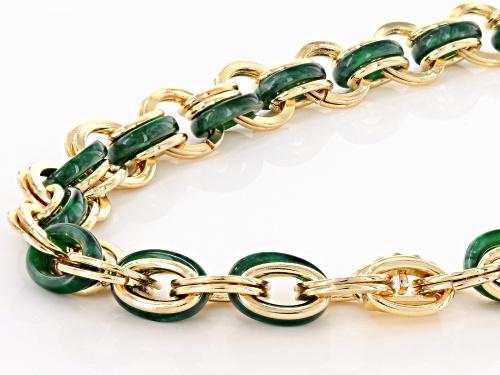 Off Park ® Collection white crystal green resin gold tone necklace.