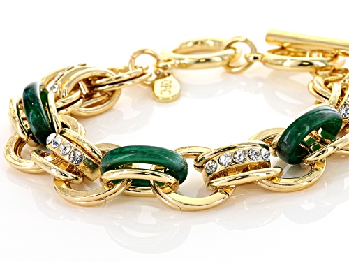Off Park ® Collection white crystal green resin gold tone bracelet
