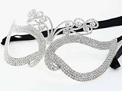 Off Park ® Collection White Crystal Silver Tone Masquerade Mask