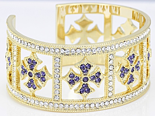 Off Park Collection™ gold tone round multi-color crystal cuff bracelet