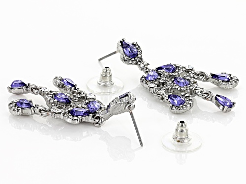Off Park ® Collection Silver Tone Tanzanite Color Crystal Dangle Earrings