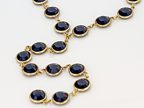 Off Park ® Collection Tanzanite Color Crystal Antiqued Gold Tone Y Necklace - Size 20