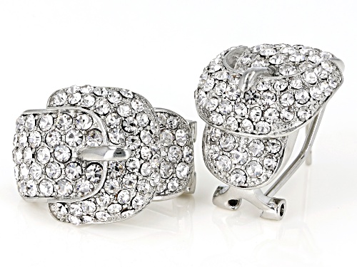 Off Park ® Collection White Crystal Silver Tone Belt Buckle Earrings
