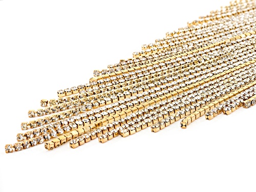 Off Park ® Collection White Crystal Gold Tone Fringe Statement Necklace