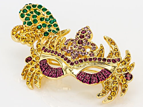Off Park ® Collection Multicolor Crystal Gold Tone Mardi Gras Mask Brooch