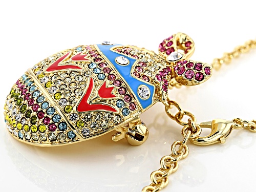 Off Park ® Collection Multicolor Crystal Gold Tone Easter Egg Pin/Pendant With Chain
