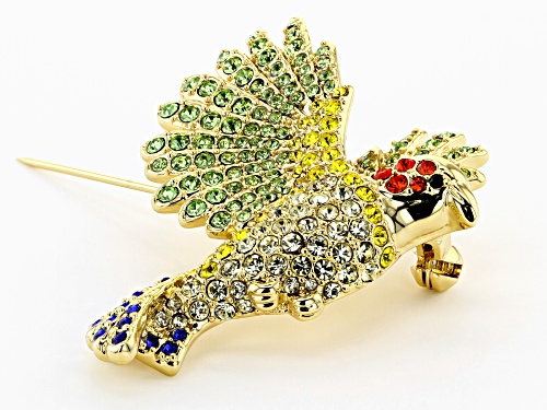 Off Park Collection ® Multicolor Crystal Gold Tone Bird Brooch