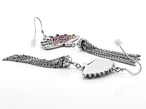 Off Park ® Collection Multicolor Crystal Silver Tone Fan Tassel Earrings