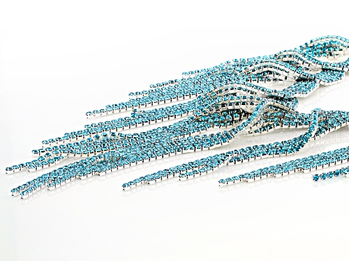 Off Park ® Collection Blue Crystal Silver Tone Fringe Statement Necklace