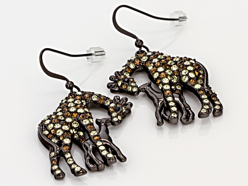 Off Park ® Collection, Multicolor Crystal Gunmetal Tone Giraffe Dangle Earrings