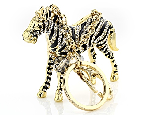 Off Park ® Collection, Multicolor Crystal Back Enamel Gold Tone Zebra Key Chain