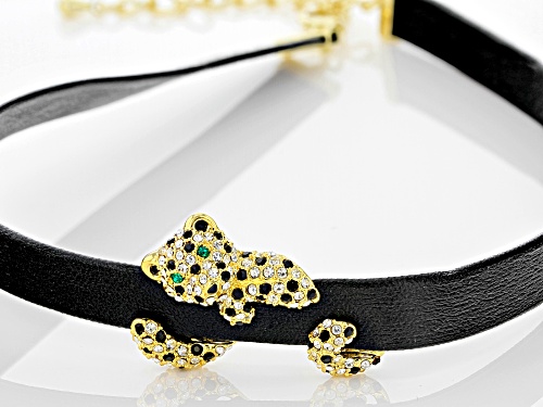 Off Park ® Collection Multi-color Crystal Gold Tone Choker With Leopard
