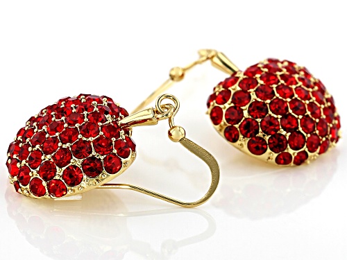 Off Park ® Collection, Round Red Crystal Shiny Gold Tone Apple Dangle Earrings