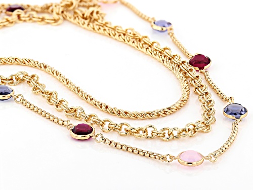 Off Park ® Collection, Multi-color Crystal Gold Tone Multi Row Necklace