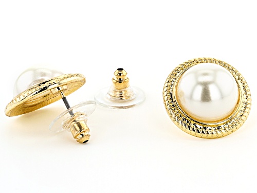 Off Park ® Collection, Round Pearl Simulant With White Crystal Gold Tone Jewelry Set