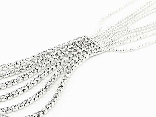 Off Park ® Collection, Round White Crystal, Silver Tone Fringe Necklace