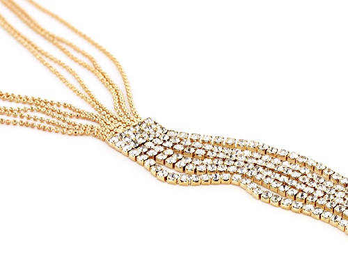 Off Park ® Collection, Round White Crystal, Gold Tone Fringe Necklace