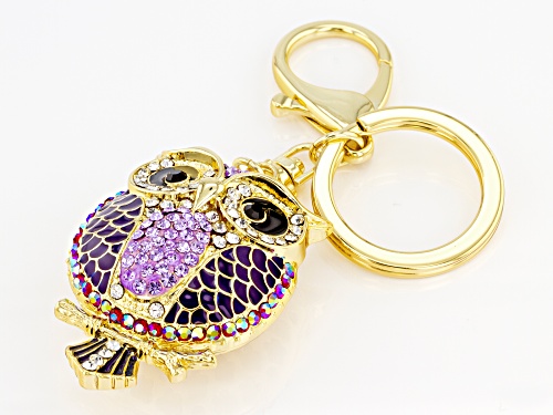 Off Park ® Collection,  Multi-Color Crystal Gold Tone Owl Key Chain